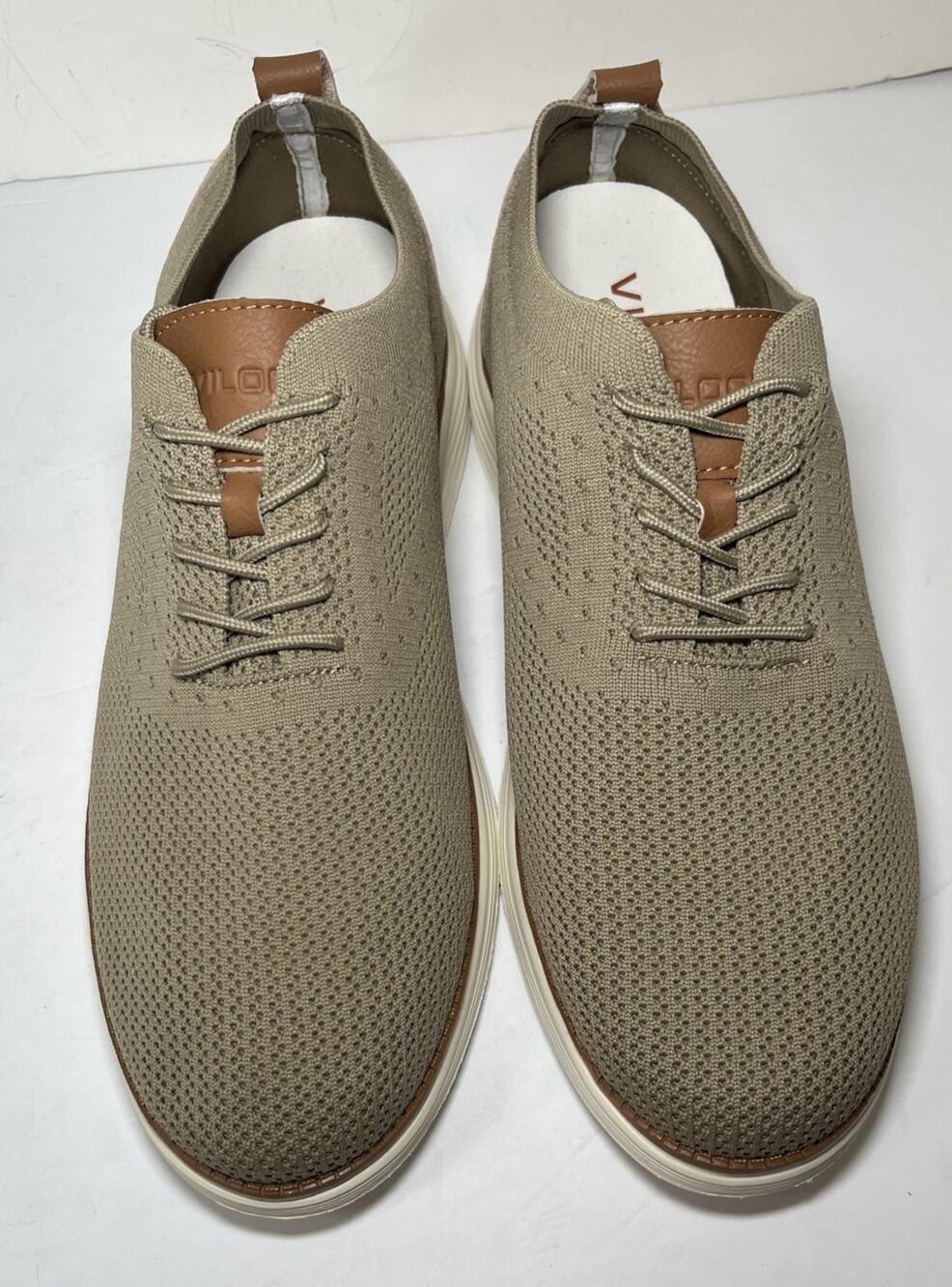 VILOCY Men's Mesh Dress Sneakers Khaki Casual Walking Dress EU 45 US 12 NWOB